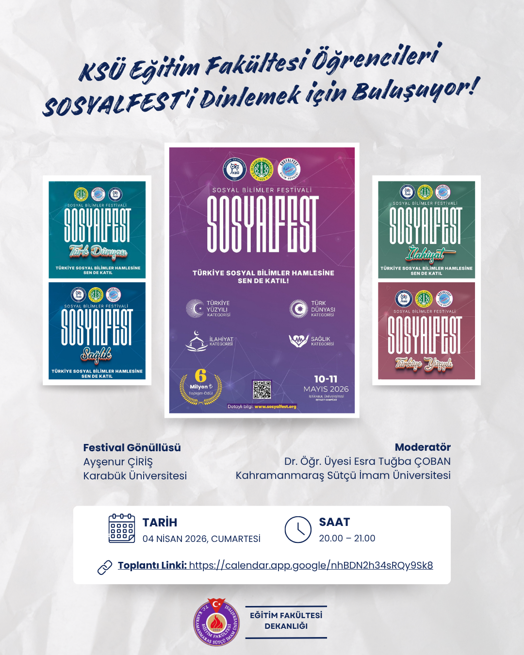 KSÜ Eğitim Fakültesi Öğrencileri Sosyalfest’i Dinlemek için Buluşuyor!